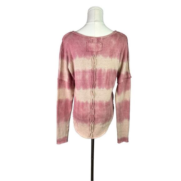 We The Free sweater women’s size Small pink tan stripe cotton blend long sleeve - Picture 2 of 8